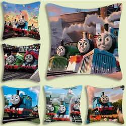 Thomas The Train Square Pillow Covers Cartoon Sofa Decorative Home Double-sided Printing Short Plush Cute Cushion Cover