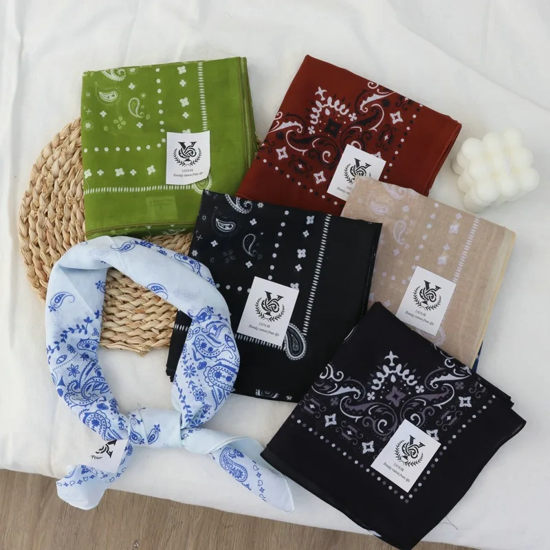 63CM 100% Cotton Cashew Small Square Towel Thin Type Decorative Scarf Air-Conditioned Room Neck Protection Scarf Square Scarf