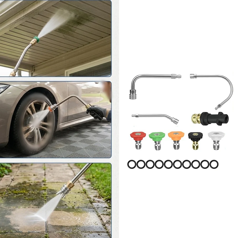 30° 90° 120° Pressure Washer Extension Wand Set With 14 Inch Quick-connect Fitting Washing Machine Set Gutter Cleaning Tool