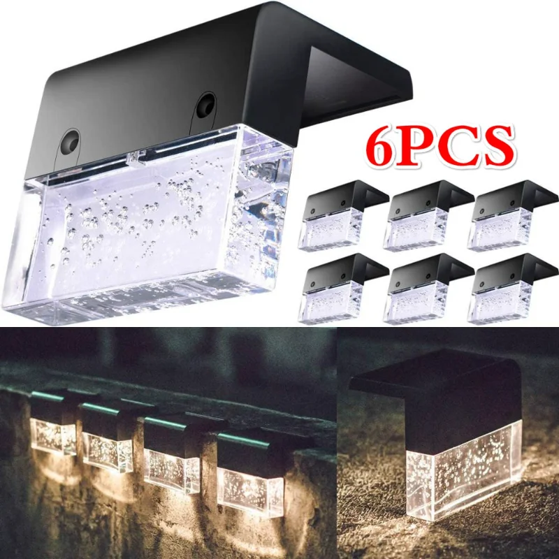 

6 Pcs LED Solar Light Deck Light Fence Light Solar LED Light Outdoor Garden Lights Street Lamp Stair Lights Step Lights