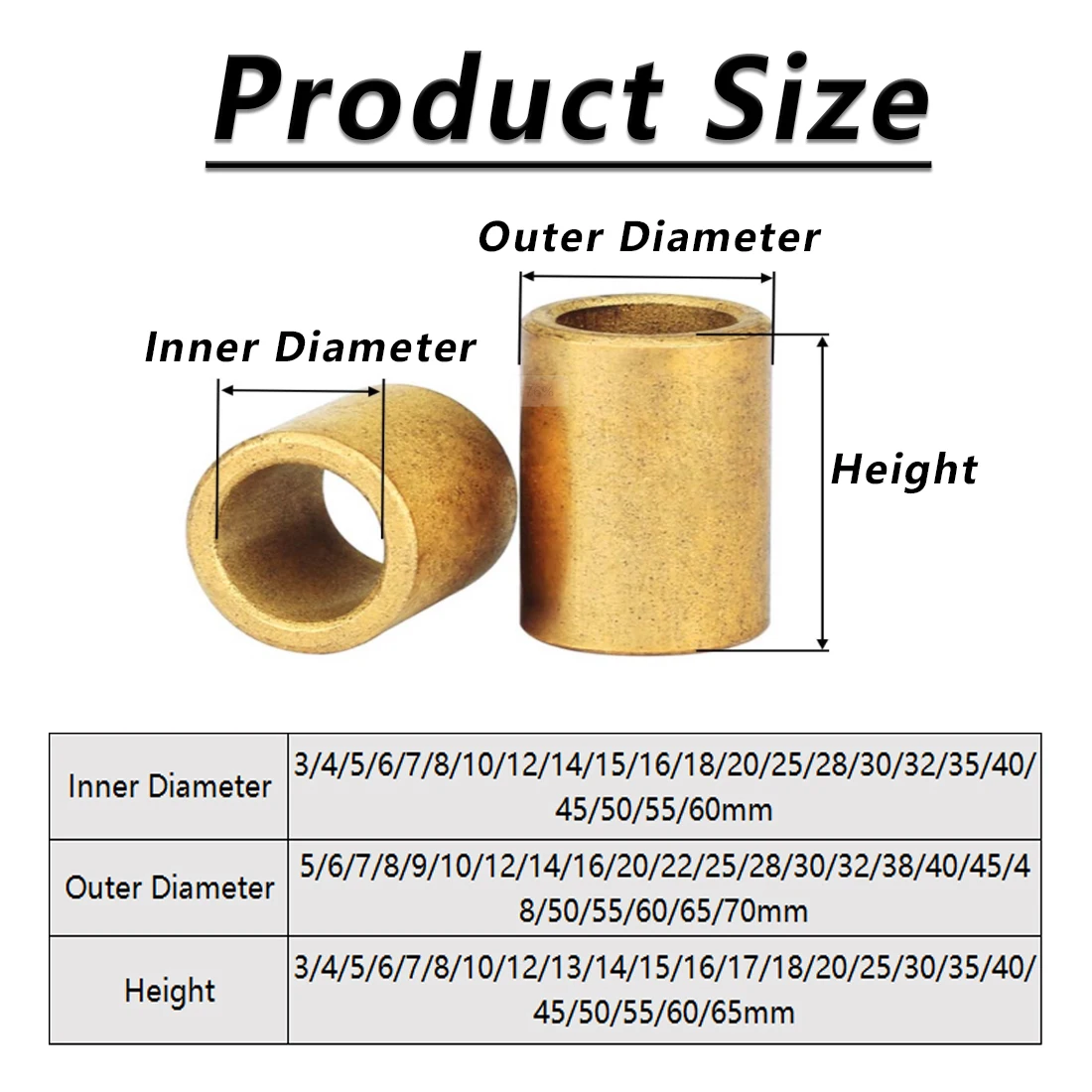 Oil-Free Self-Lubricating Composite Bearing Copper Shaft Bushing Inner Diameter 25 28 30 ~ 60mm Small Bushing