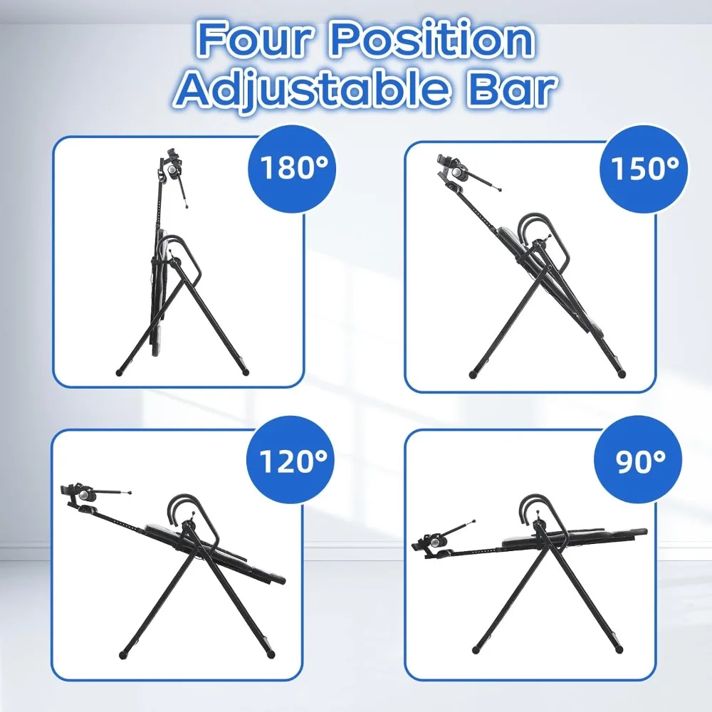 Advanced Heat and Massage Inversion Table for Back Pain Relief Heavy Duty 350 lbs Capacity Wider Thickened Backrest Strength