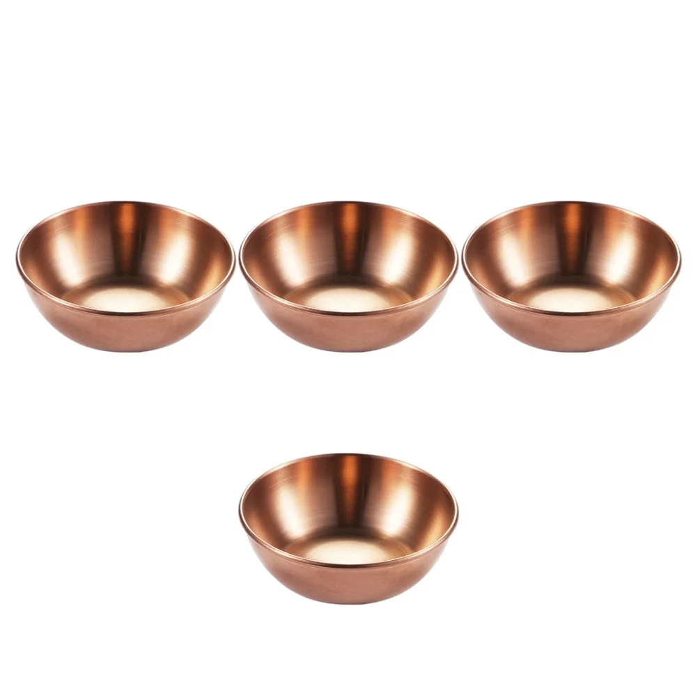 

4Pcs Rose Gold Stainless Steel Sauce Dishes for Serving Condiments Soy Sauce Appetizer Plates Condiment Dish Metal Dish