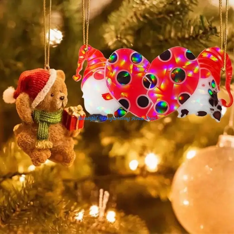 E56A قوالب الراتنج المجسم مع ثقب عيد الميلاد جنوم قلادة قالب من السيليكون DIY بها بنفسك سلاسل المفاتيح المعلقات مجوهرات الراتنج