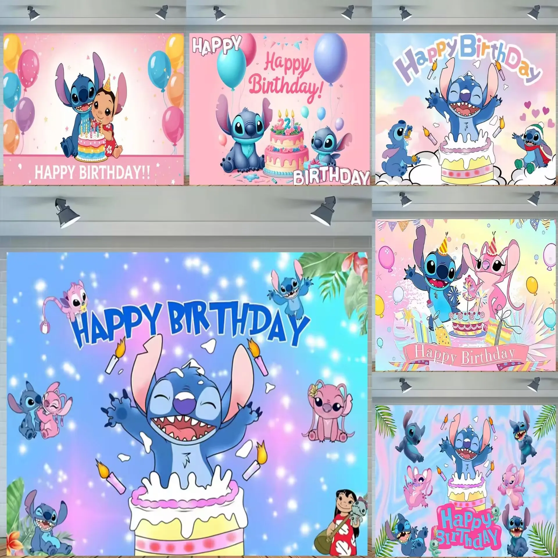 

Disney Lilo&Stitch Birthday Party Decoration Background Banner Kid Gifts Photography Backdrop Baby Shower Supplies Photo Studio