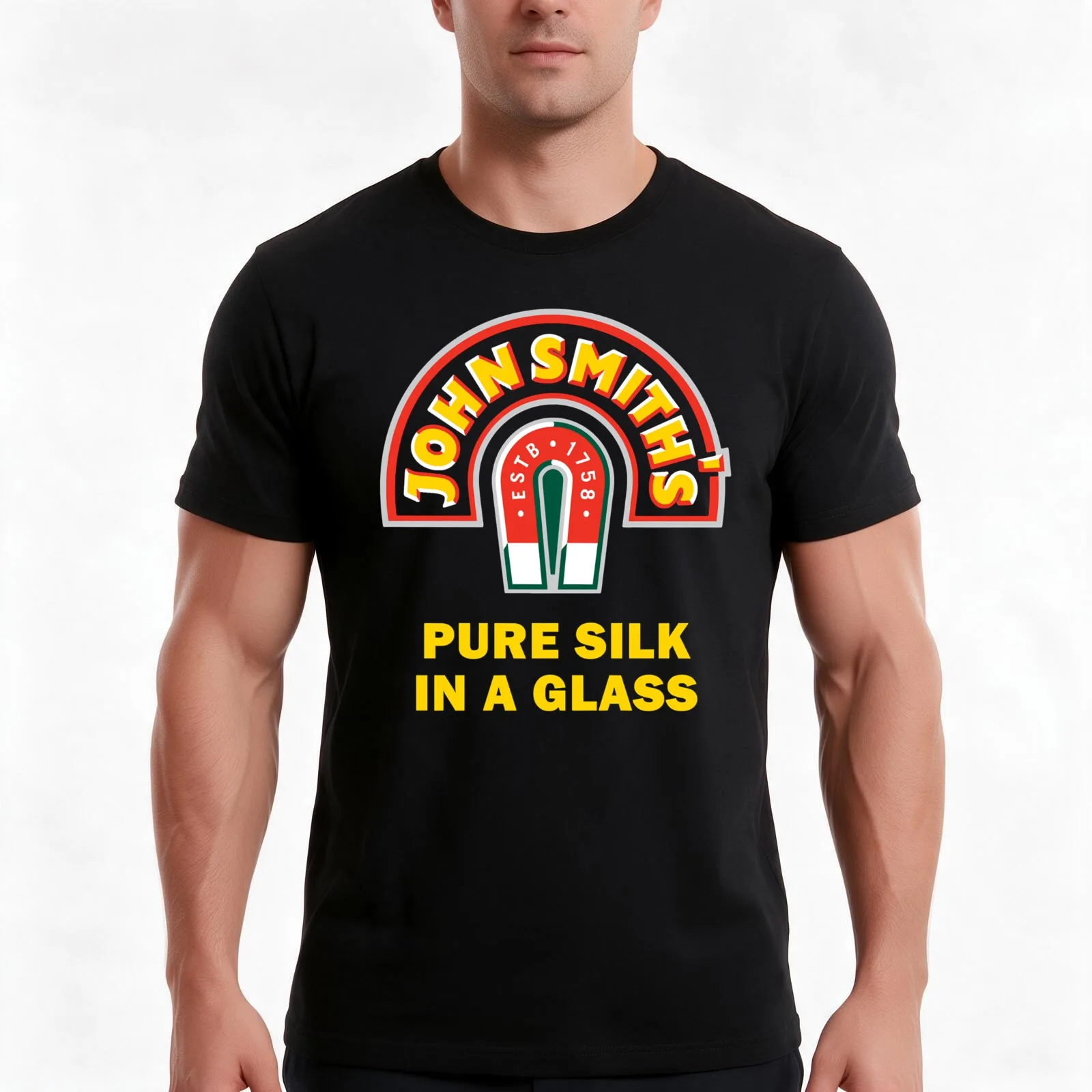 JOHN SMITH PURE SILK GLASS BEER T-Shirt, Summer Casual Cotton Tee, Oversized Streetwear Tops, Vintage Graphic Print, 100% Cotton