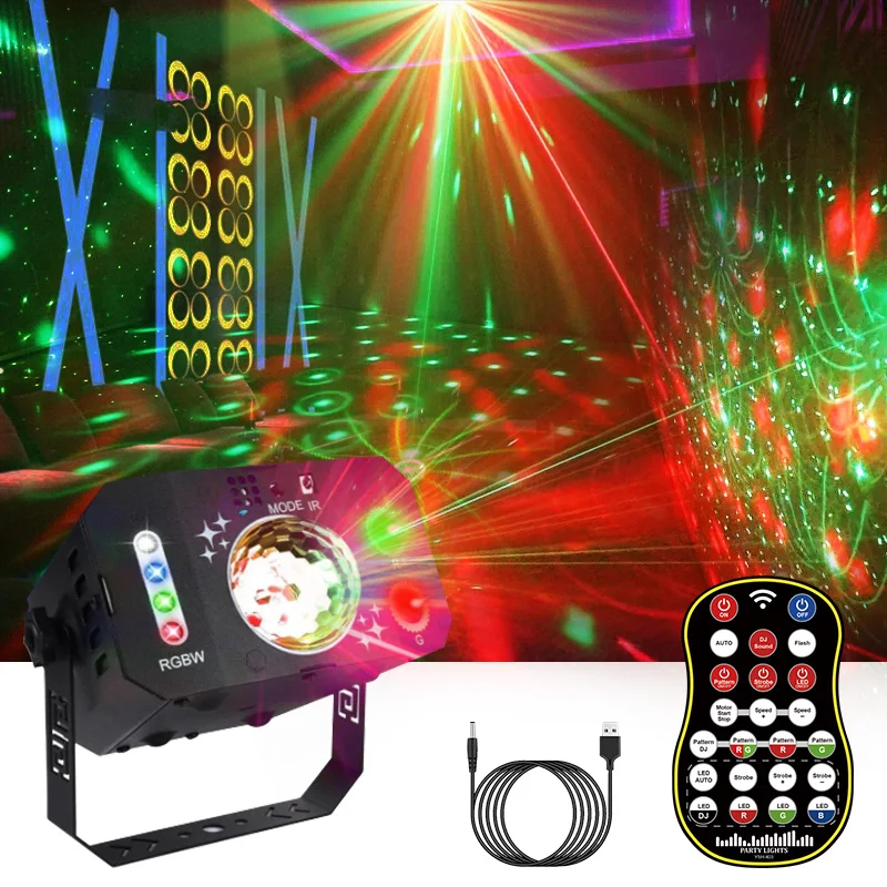 

YSH Indoor RGBW Beam Light Sound Activated Remote Control LED Stage Lights for Xmas Bar Parties Holiday Club Christmas DJ light