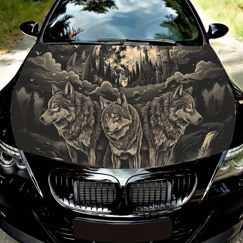 

Forest - Night Wolf Spirit car hood stickers, waterproof self-adhesive, scratch resistant, easy to stick, durable car PVC sticke