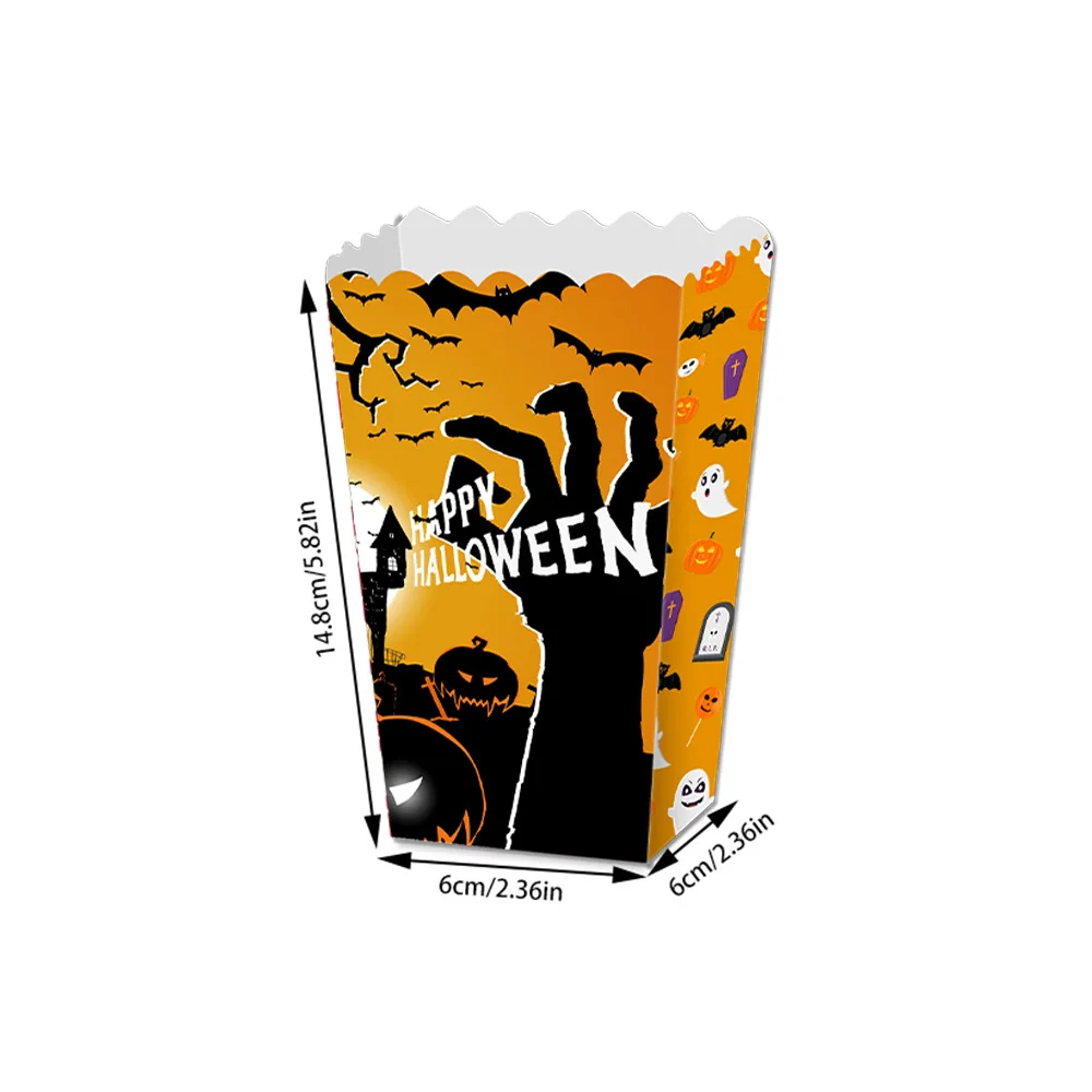 Popcorn Box for Halloween Party, Snack Box, Doces e Cookie Container, Decorado, Presente para Crianças e Adultos, Suprimentos Halloween, 8 unid