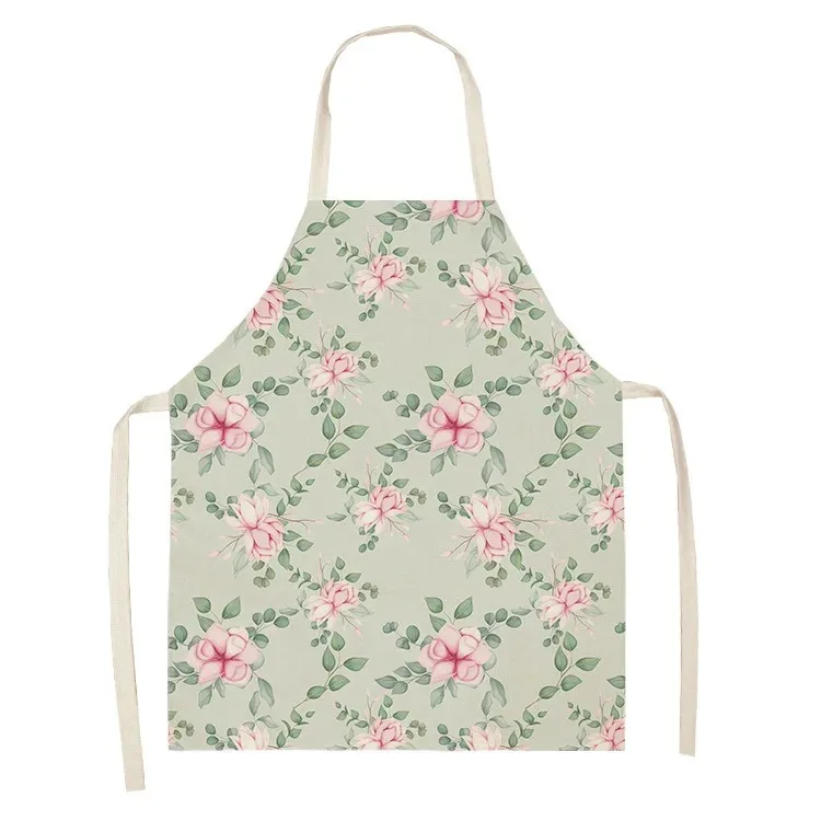 Dark Floral Apron Women\'s Retro Botanical Print Pattern Home Cooking Tool Apron Flower Linen Cooking Sleeveless Bib