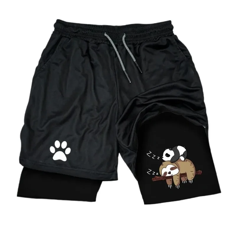 

Men's Double-layer 2-in-1 Sports Shorts with Fashionable Quick Drying Breathable Fitness Breathable Sweat Absorbing Tight Fit