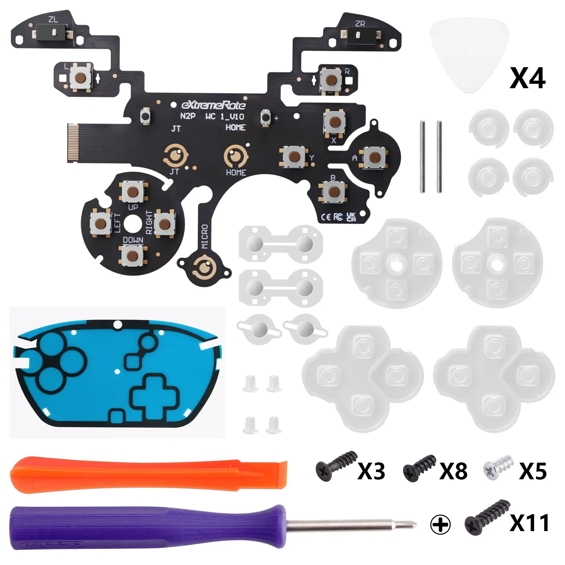 eXtremeRate Clicky Micro Switch Kit Full Set for Switch 2 Pro Controller, Button Upgrade Parts, Competitive Gaming Mods