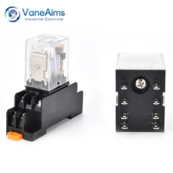 1pcs HH52P AC Relay AC220V AC24V AC12V Coil General DPDT Micro Electromagnetic Contactor Switch with Socket Base 8Pin 5A AC Rele