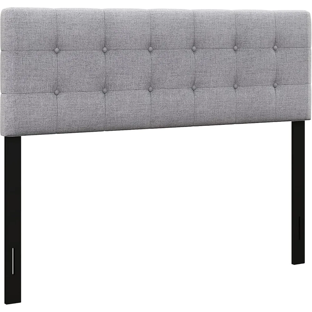 

Linen Upholstered Headboard for Full & Queen Size Bed Frame, Modern Tufted Button Bed Headboard with Solid Rubber Wood L