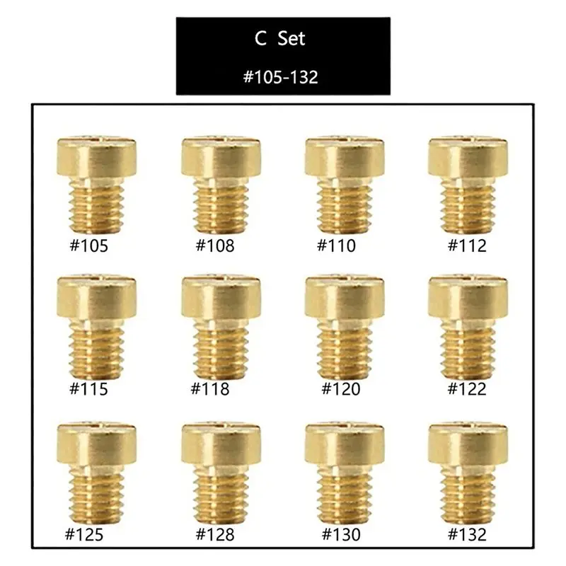 Latest 12Pcs 5Mm Carburetor Main Jet Kit Carburetor Main Nozzle For Mikuni Vm22 Vm24 Vm26 125 150 Main Jets 105-132