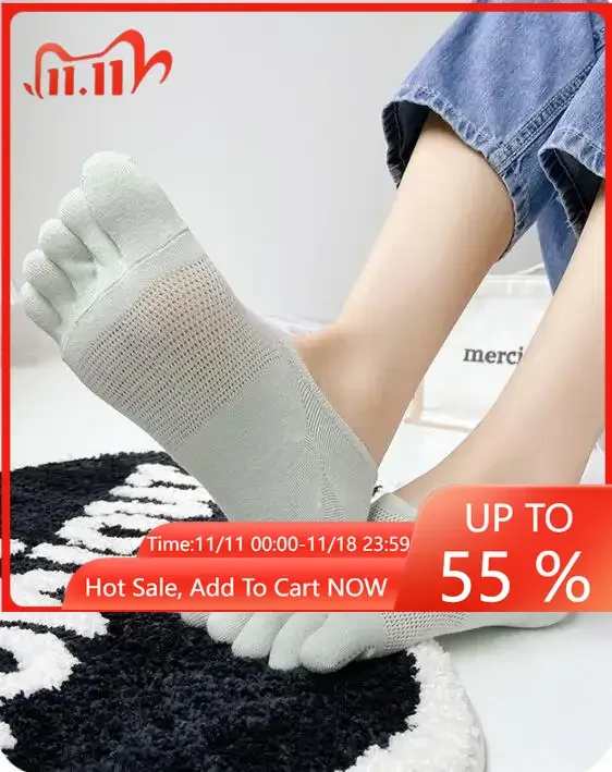 1 Pair Women Five Toe Socks Spring Summer And Autumn Fashion Short Sock Woman's And Ladies 5 Finger Cotton Boat Socks