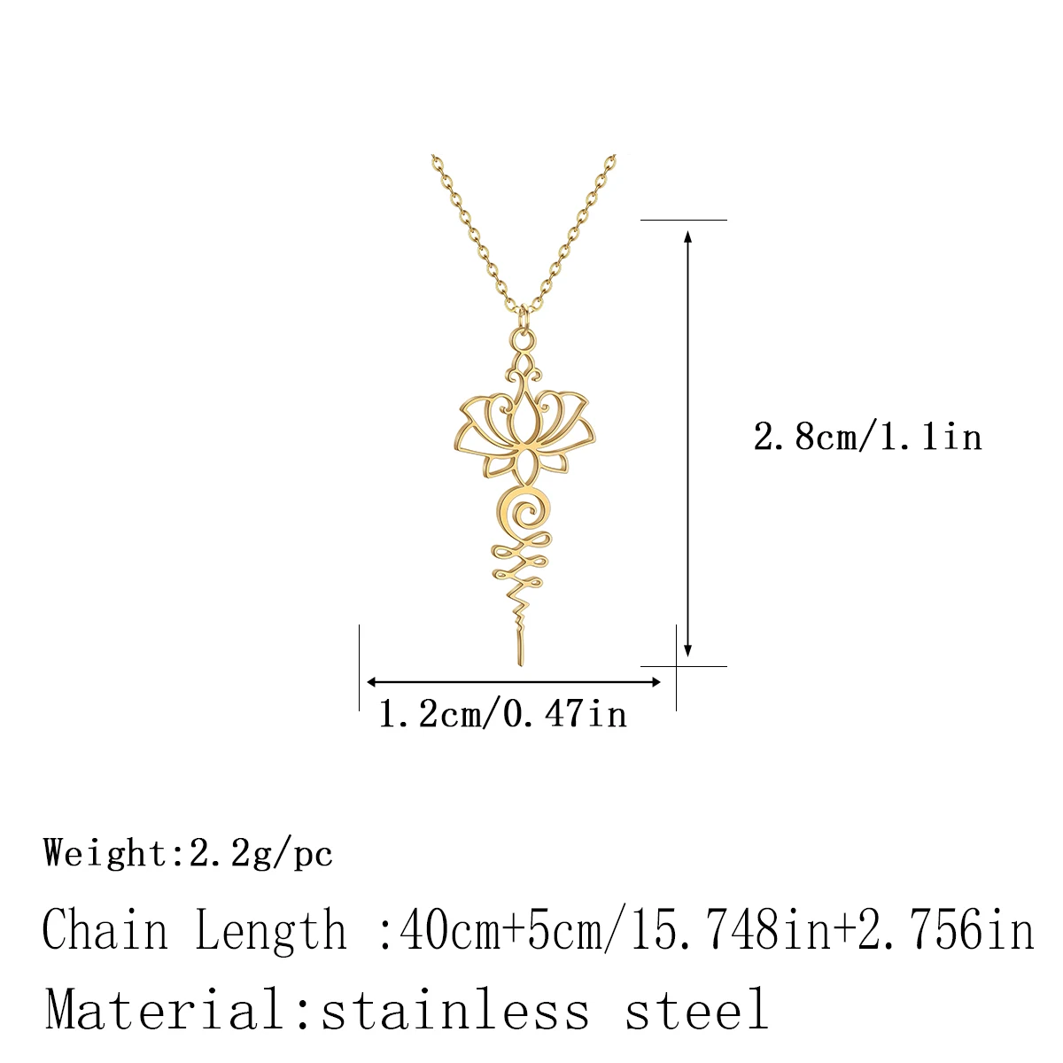Kinitial Stainless Steel Lotus Unalome Necklace Yoga Healing Necklace for Women Breathe Meditation Amulet Pendant Jewelry