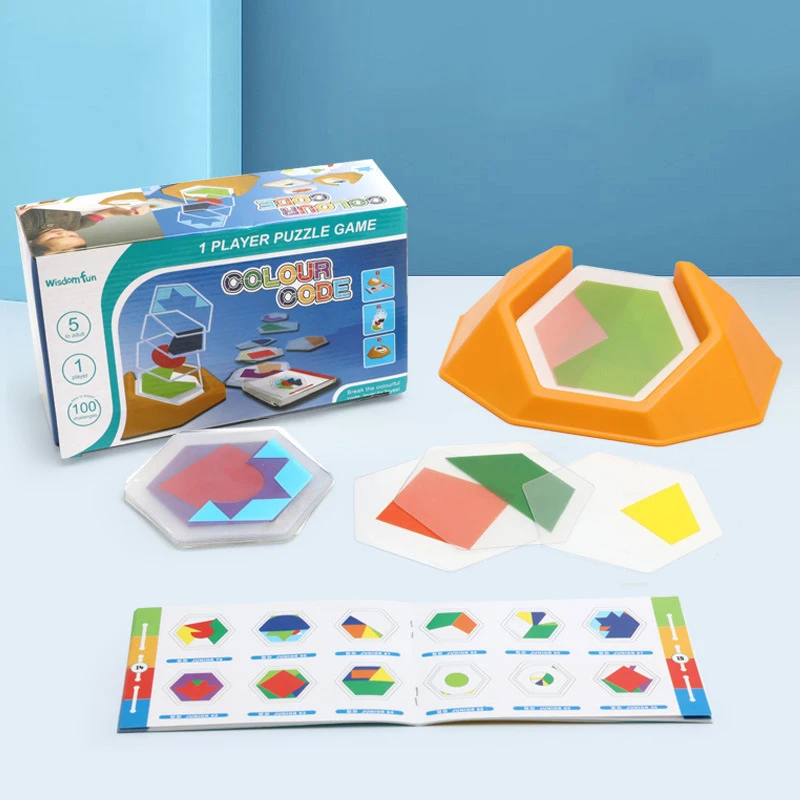 Brinquedo de quebra-cabeça de código colorido infantil Tangram Jigsaw Board, brinquedos cognitivos, pensamento espacial, desafio 100