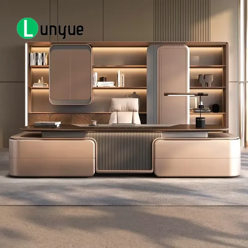 Customizable Color L Shaped Boss Desk 2m 2.4m 2.8m Eco Friendly Waterproof Scratch Resistant Modern Commercial Office