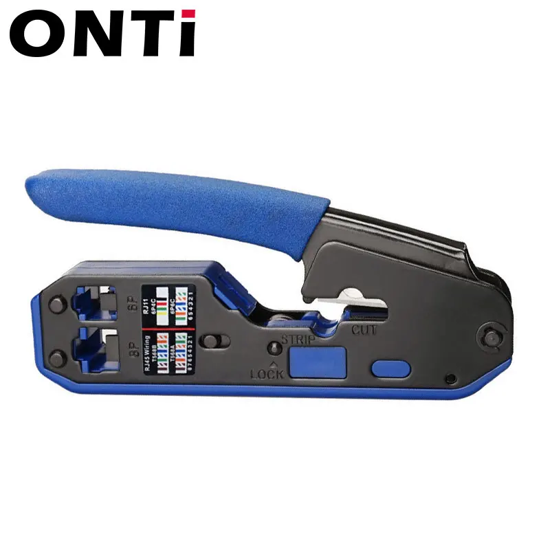 ONTi-Kit de herramientas de prensado RJ45 para Cat6a Cat6 Cat5, herramienta de prensado Ethernet RJ45/RJ11 8P 6P, herramienta de crimpado y