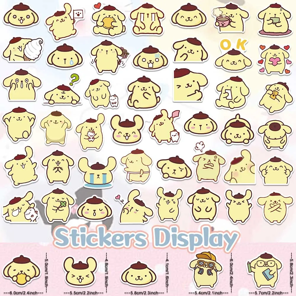 50/100pcs Sanrio Cute Pompompurin Dog Anime Cartoon Stickers DIY Scrapbook Phone Laptop Guitar Stationery Kid Graffiti Sticker