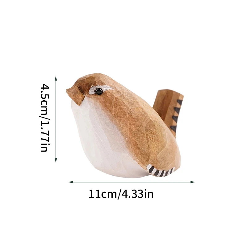 Nordic Style Little Fat Bird Handmade Wooden Bird Robin Little Fat Wooden Bird Carving Ornaments Animals Decor