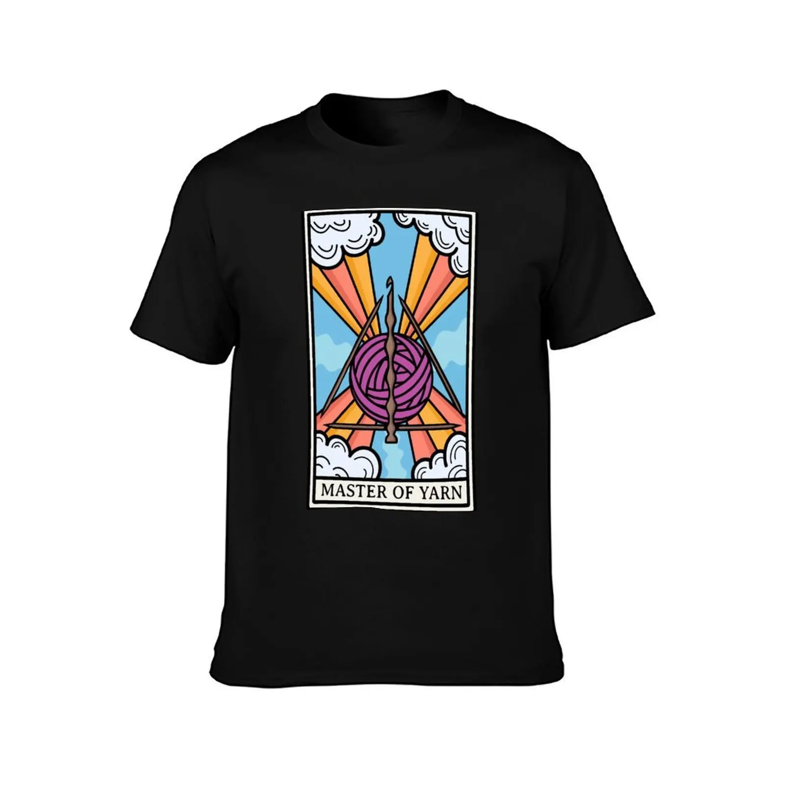 The Original Yarn Master Tarot Card T-Shirt, Summer Casual Cotton Tee, Oversized Streetwear Tops, Vintage Graphic Print