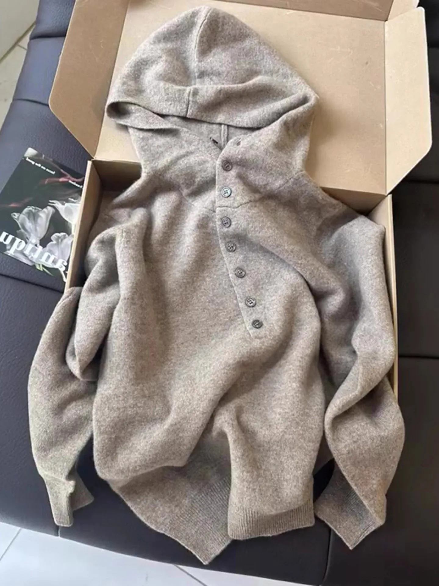 

Daily Commute Color Slim Fit Design Hoodie Knitwear f Open Collar Long Sve Autumn Base irt Korean Sle Straigh...