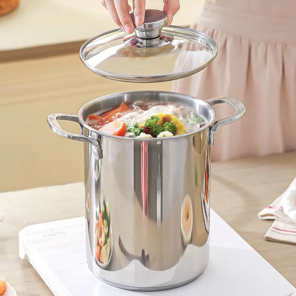 Kitchen Cookware 304 Stainless Steel Deep Fryer With Basket Deepened Tempura Fryer Visible Lid Lard Tank Dormitory