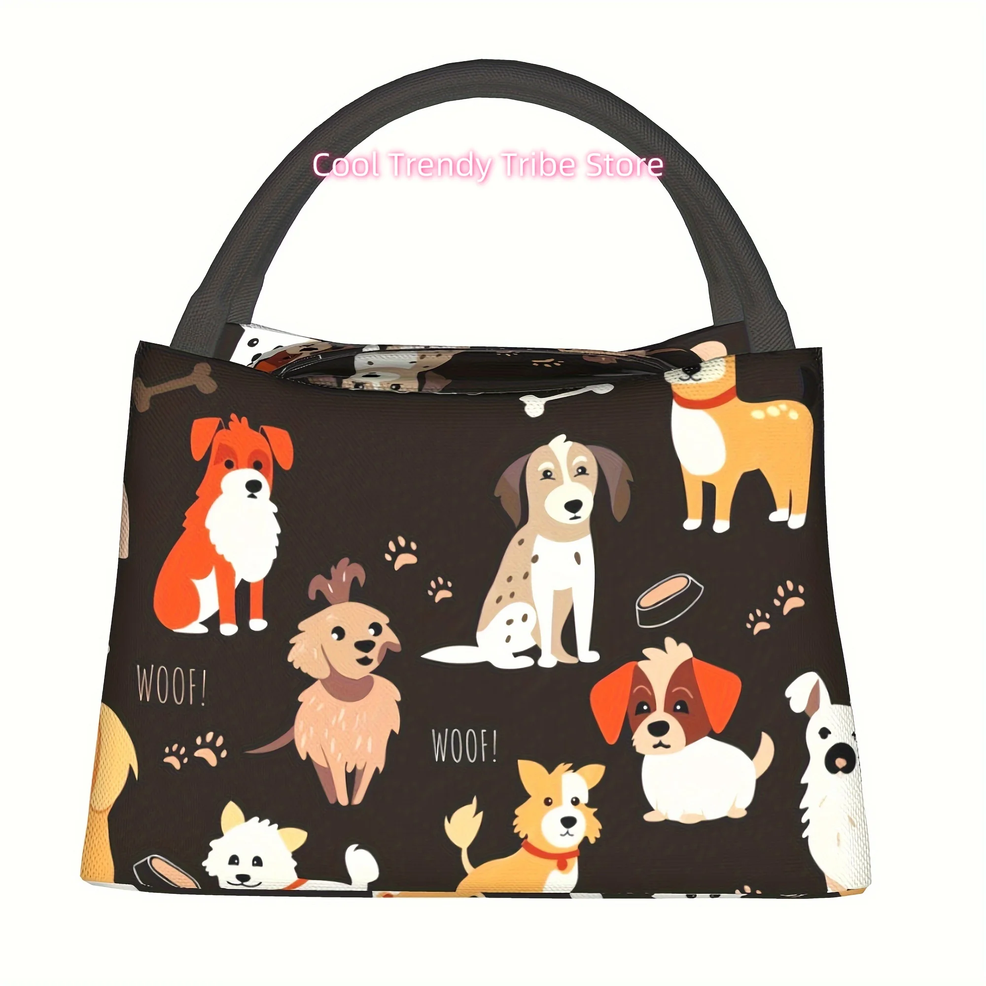 1pc dog and dog paw print, portable and reusable refrigerated bag, insulated bag, insulated lunch bag,   for camping,