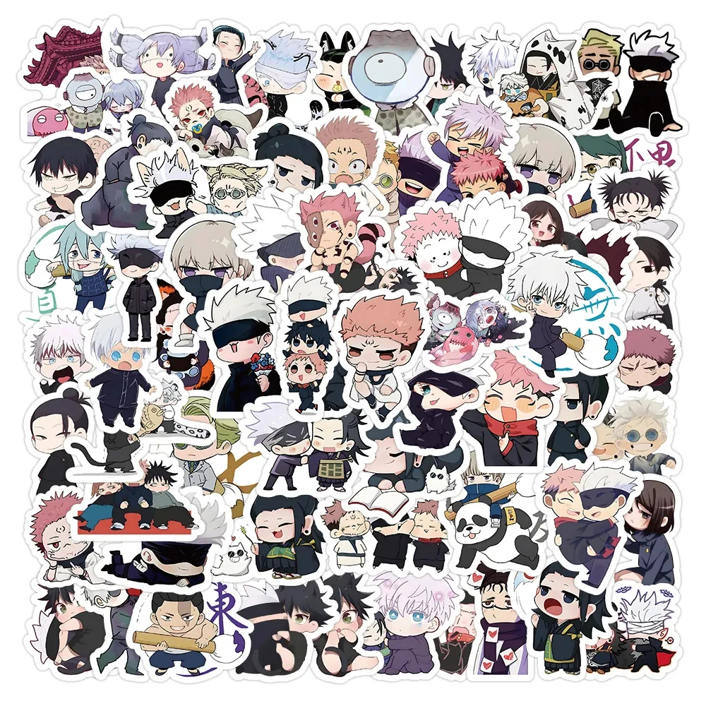 10/30/50/100pcs Kawaii Q-version Anime Jujutsu Kaisen Stickers Cute Cartoon Sticker Water Bottle Phone Diary Decals for Kids Toy