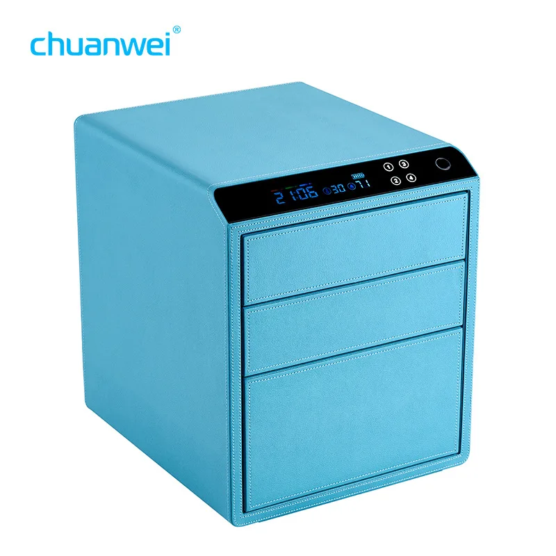 LH leather drawer fingerprint safe for home use, suitable for home three-layer heightening