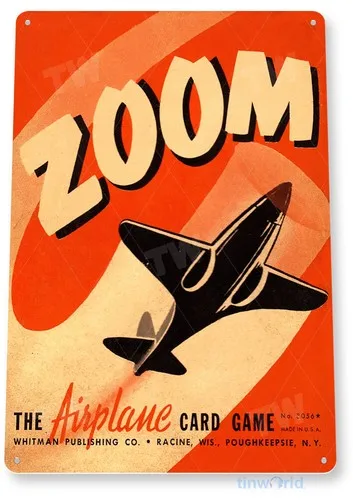 TIN SIGN Zoom بطاقات الطائرة الرجعية الطيران المعدني جدار ديكور لعبة مخزن A944
