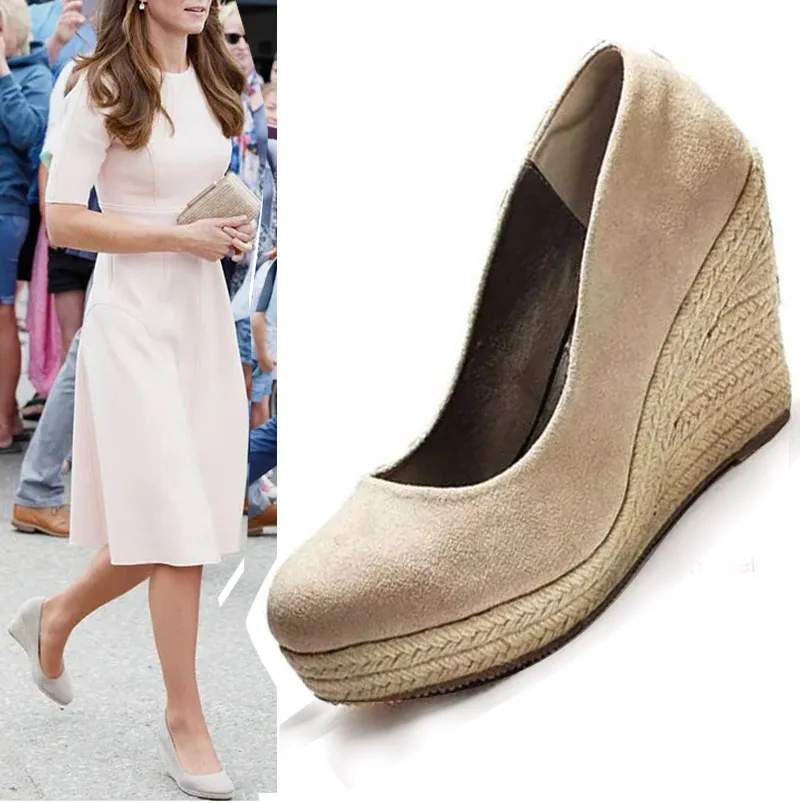 Zapatos de estilo princesa LIHUAMAO, tipo alpargatas, para mujer, con plataforma, tacón alto, de ante, punta redonda, ideales para bodas y fiestas, zapatos de reina.