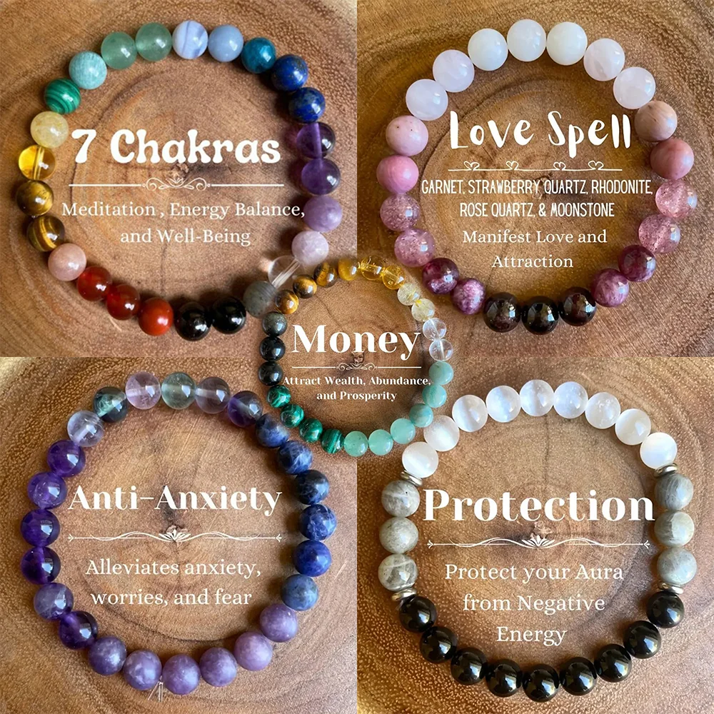 Natural Stone Imitation Crystal Bracelets for Women Good Luck Energy Protection Money Chakra Meditation Friendship Jewelry Gifts