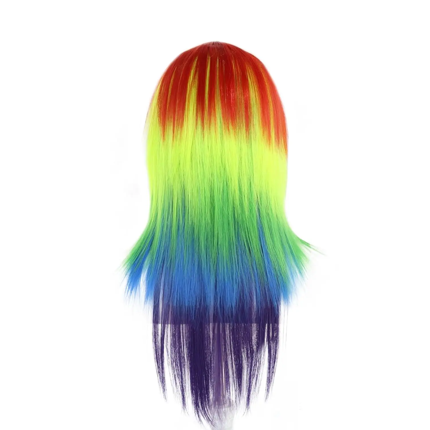 Rainbow Wig for Women Long Straight Wig with Bangs for Halloween Costume Party Anime Colored Cosplay Wig Synthetic Wig