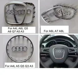 1PC Audi A3 A4 B8 8P B9 8V A5 A6 C7 A7 Q3 Q5 Q7 Automobile Steering Wheel Logo Bright Frame Strip Electroplated Car Logo Sticker