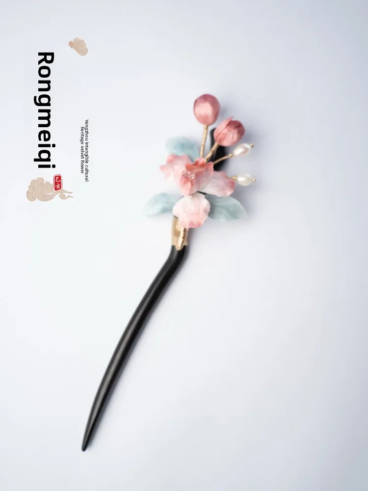 Yuzhou Velvet Peony Handmade Silk Traditional Artistic Hairpin Versatile Daily Use Iris Flower Hair Accessory by Renowned Brand