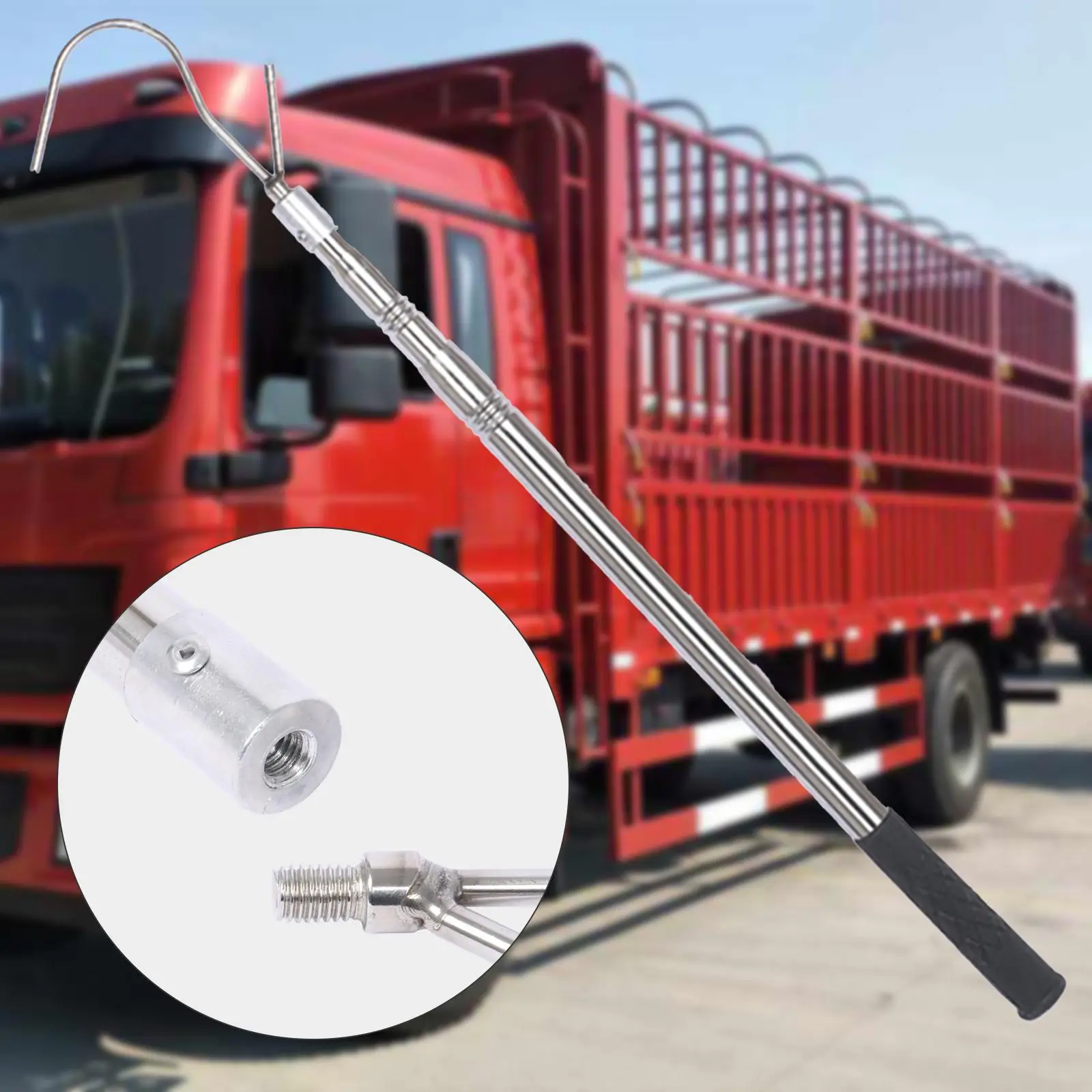 Awning Puller Truck Cargo Grabber Extendable Heavy Duty Easy to Carry Pull Pole for Roof Shelter Tents Camping Awnings Cargo