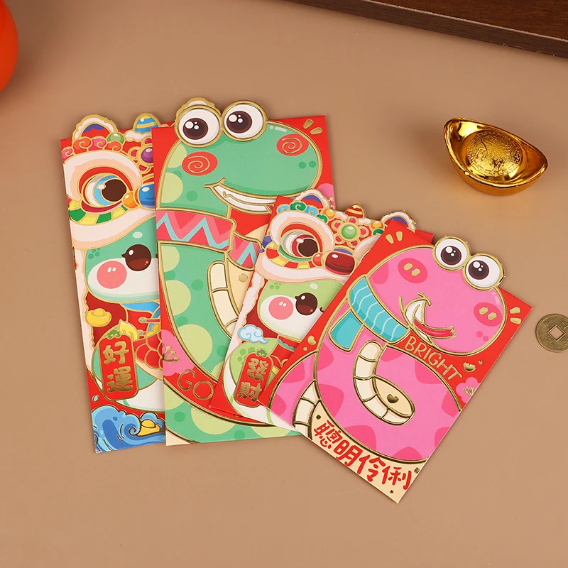 6Pcs Chinese New Year Red Envelopes 2025 Snake Year Red Packets Lucky Money Pockets For Lunar Year Spring Festival Favor