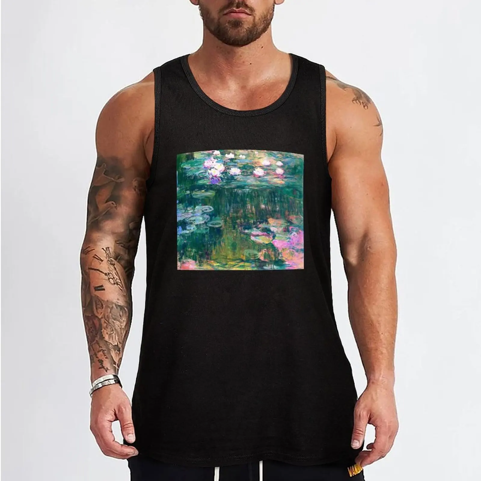 Water Lilies monet Tank Top T-shirt Men's gym Gym clothes clothes for men summer