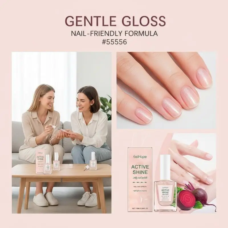 Autumn Winter Jelly Nail Polish Pink Transparent Water Based Fine Glitter Skin Whitening For Teen Girls And Ladies
