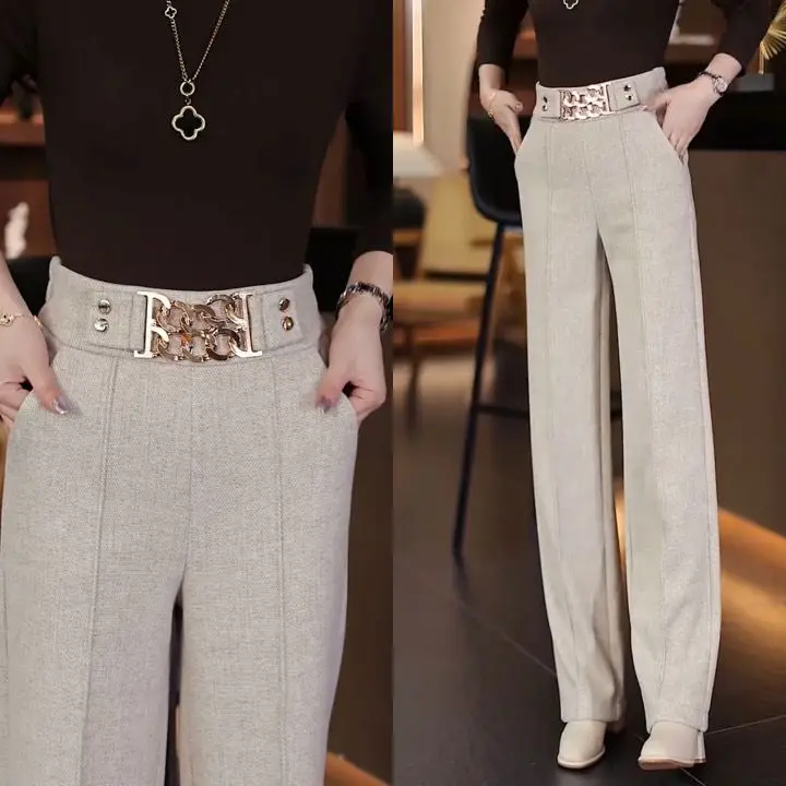 

Знаменитости бежевые универсальные широкие брюки осень-зима новые универсальные эластичные женские брюки с высокой талией Y2k модные красные