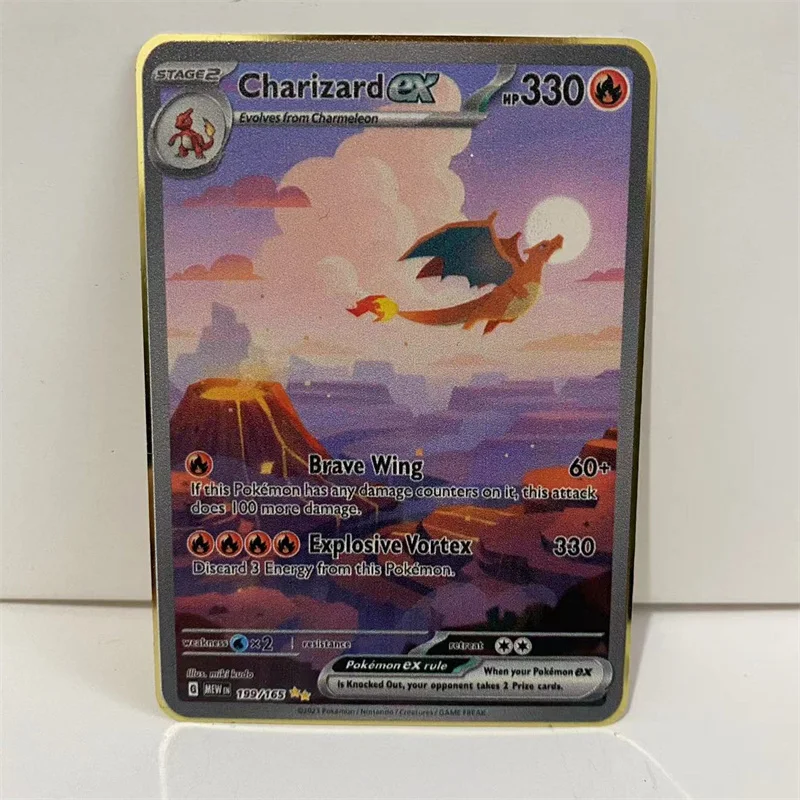 DIY English Pokemon Cards Metal Iron Charizard Vmax Vstar ex Pokémon Stainless Steel Game Collection Card