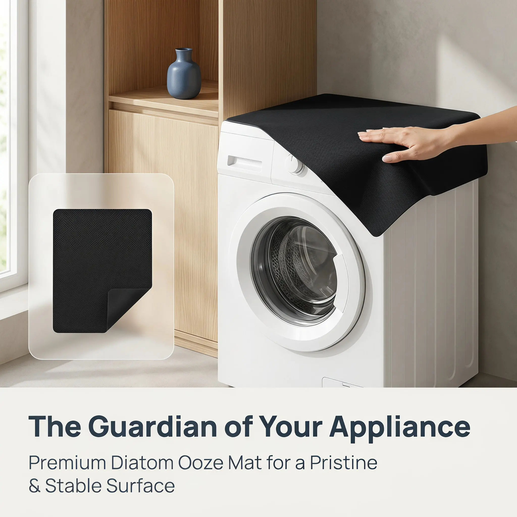 Washing Machine Top Cover Nonslip Absorbent Washer Dryer Toppers for Laundry Room Organization Front Load Compatible Modern