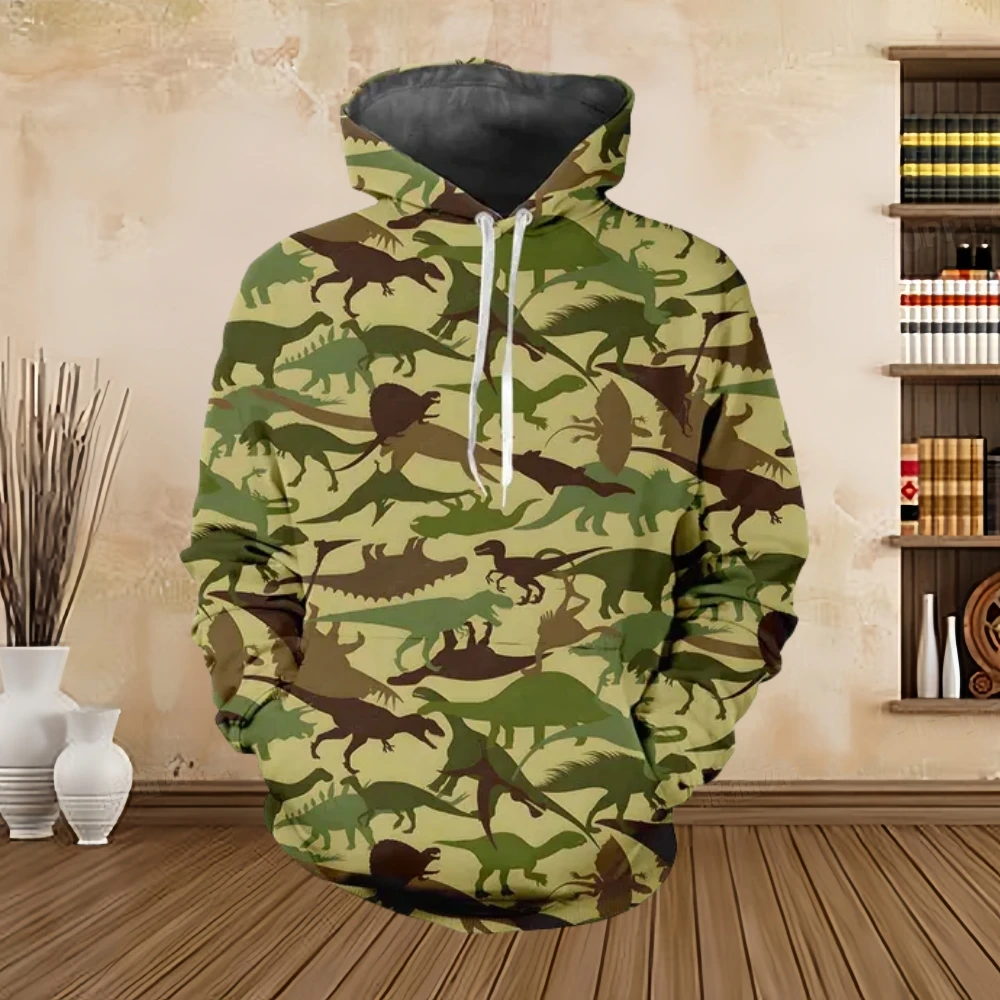 Herren-Kapuzenpullover, militärisch bedruckt, Tarnmuster, Digitaldruck, lässig, Kängurutasche, langärmelig, mit Kapuze, Herrenbekleidung – Detail 8