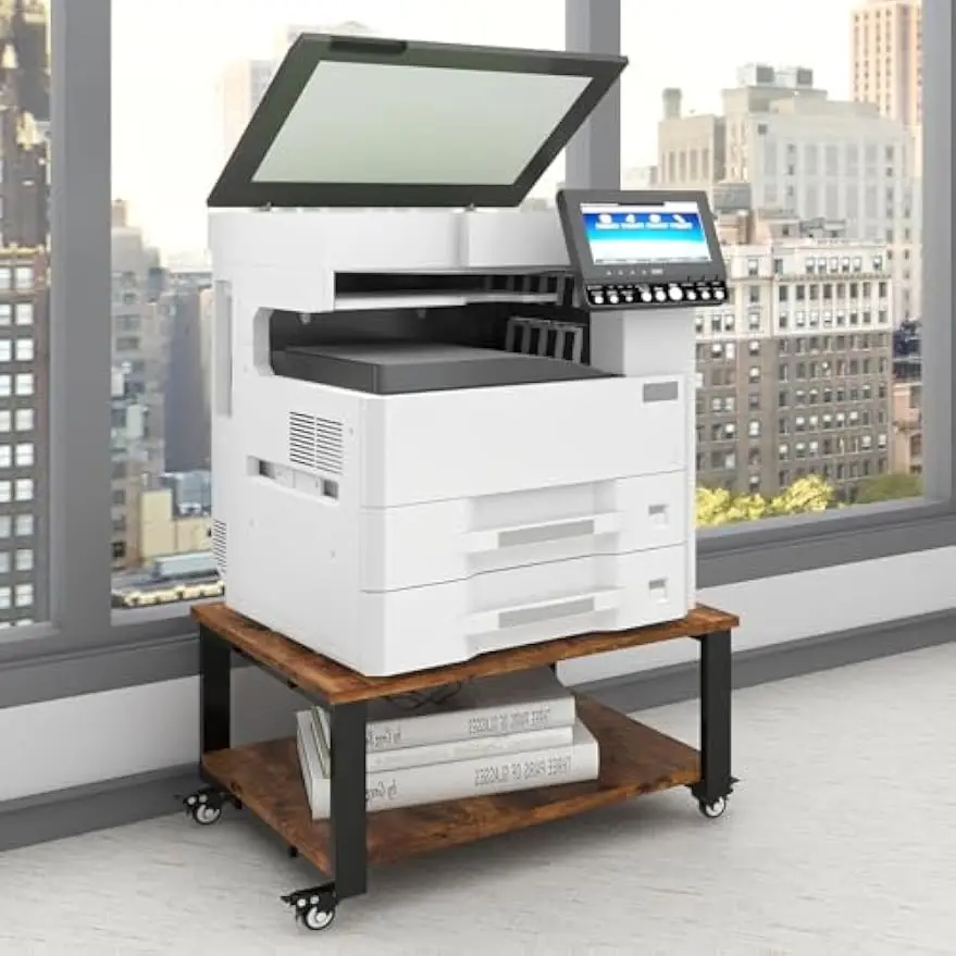 Two Tier Laser Printer Stand Industrial Wheels Retro Large Home Office