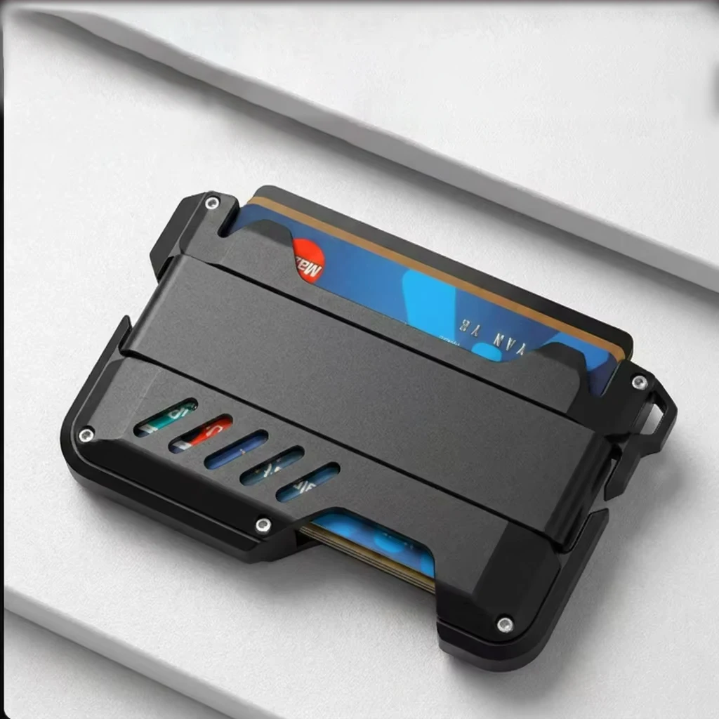 Тактический мужской кошелек из алюминиевого сплава с RFID-защитой, тонкий держатель для кредитных карт, минималистичный металлический кошелек, прочный EDC-аксессуар, подарок для мужчин