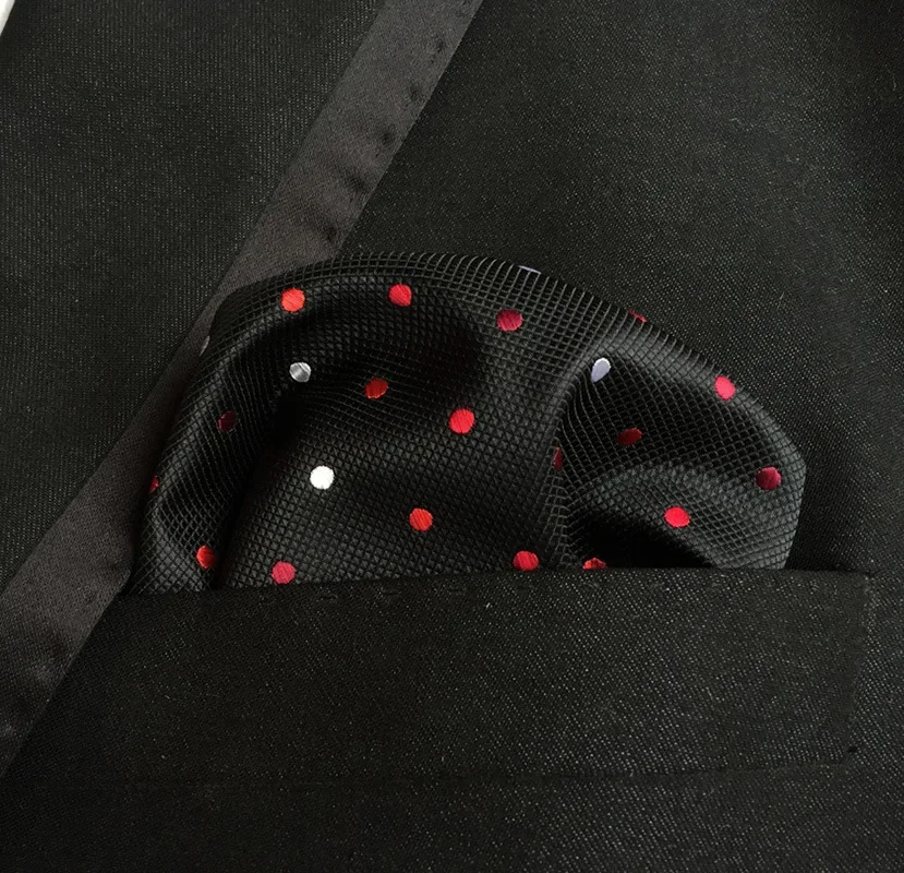 Fashion Men's Handkerchief Dot Embroidery Polyester Business Pocket Square Chest Handkerchiefs Towel 25*25CM