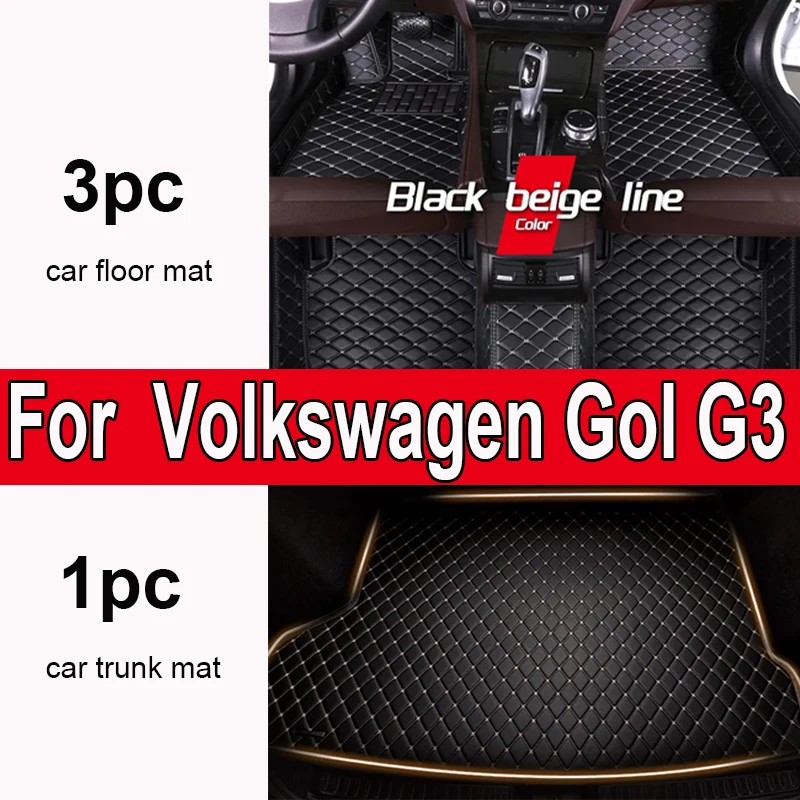 Car Floor Mat For Volkswagen Gol G3 2000 2001 2002 2003 2004 4 Doors Diamond Leather Luxury Woman Foot Pad Auto Carpet Accessory